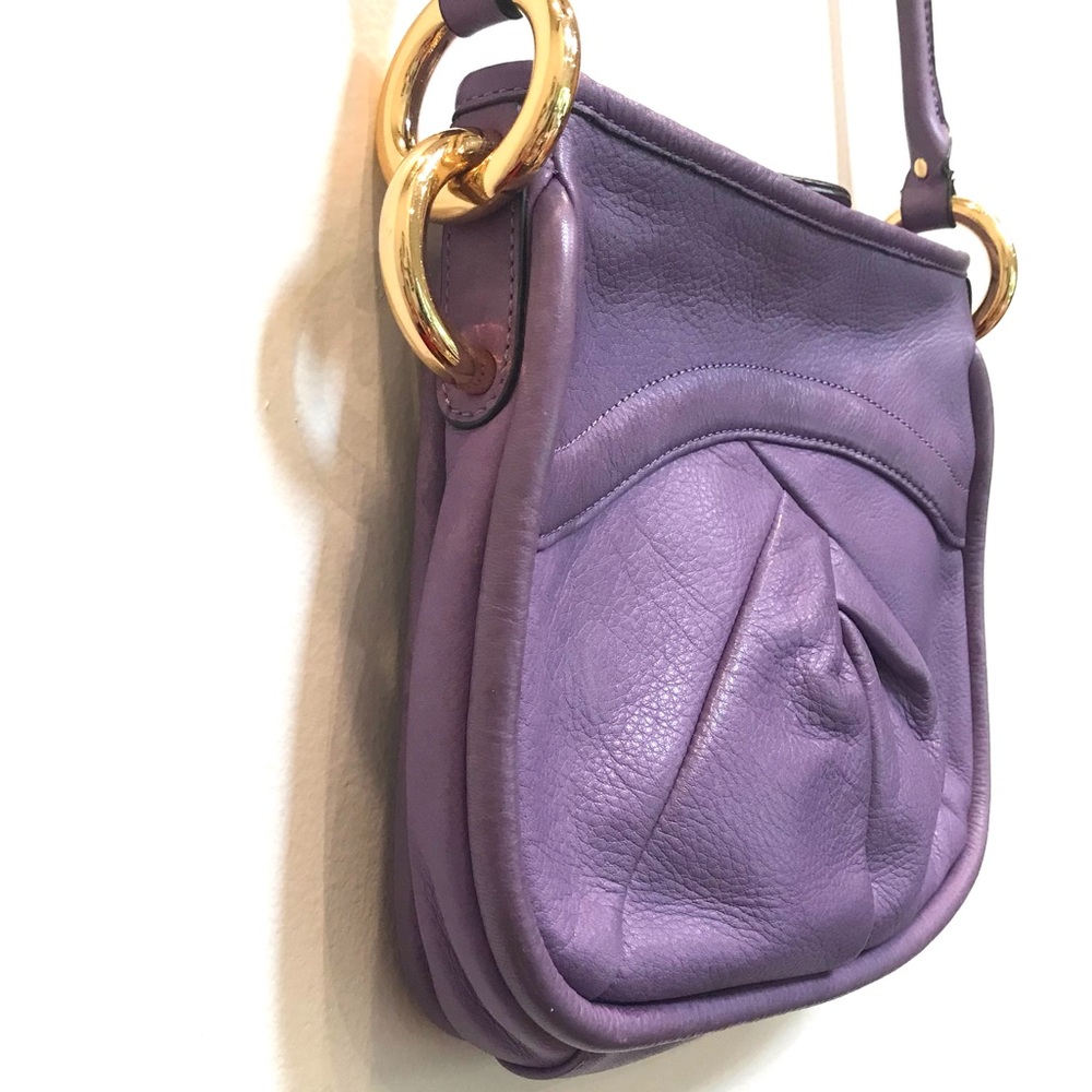 B. Makowsky Purple Gold Chunky Hardware Leather Crossbody - Picture 4 of 16
